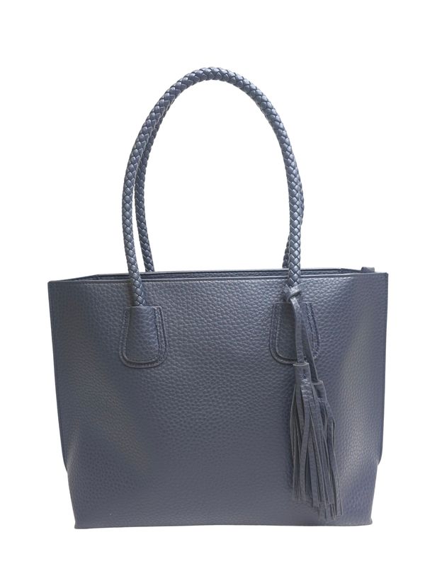 NAVY TASSEL BRAIDED HANDLED TOTE