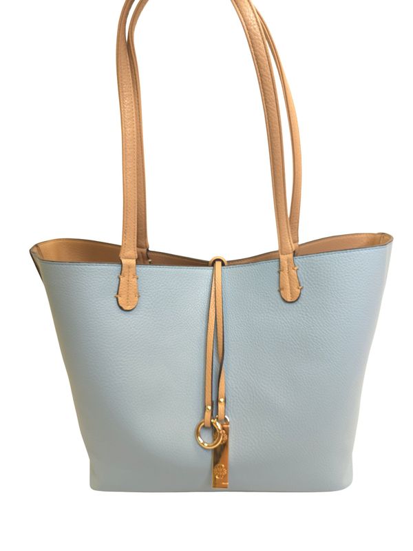 BEIGE &amp; LIGHT BLUE REVERSIBLE 2 IN 1  TOTE