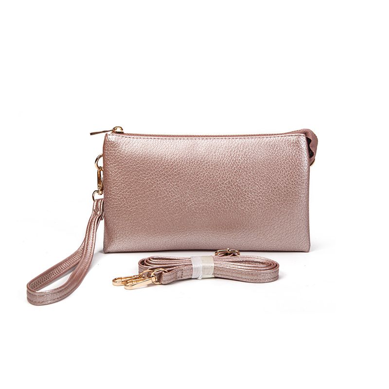 METALLIC PINK ORGANIZED WRISTLET &amp; CROSSBODY