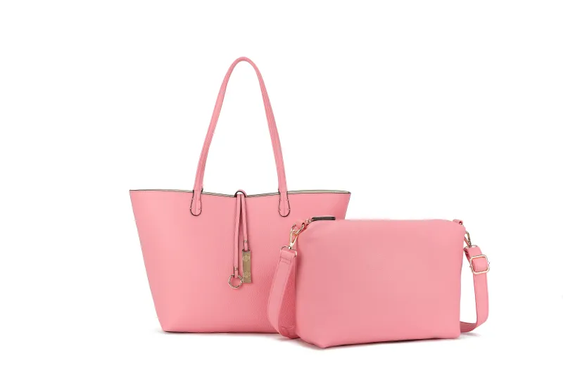 PINK &amp; IVORY REVERSIBLE 2 IN 1  TOTE
