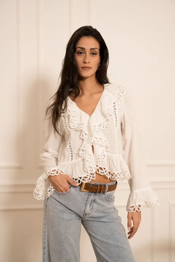 Ruffled Cotton Blouse