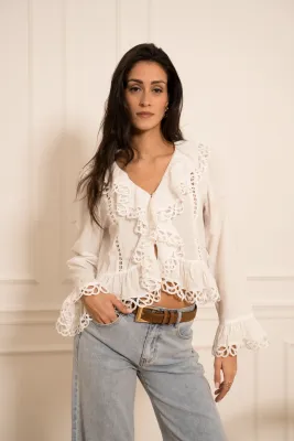 Ruffled Cotton Blouse