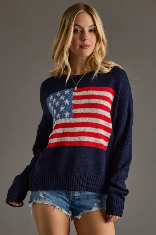 American Flag Lightweight Sweater