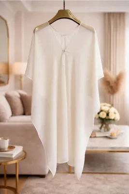 Lilia Shawl-Style Blouse - Ecru