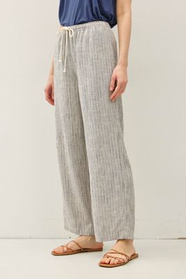 Stripy Linen Wide Leg Pants