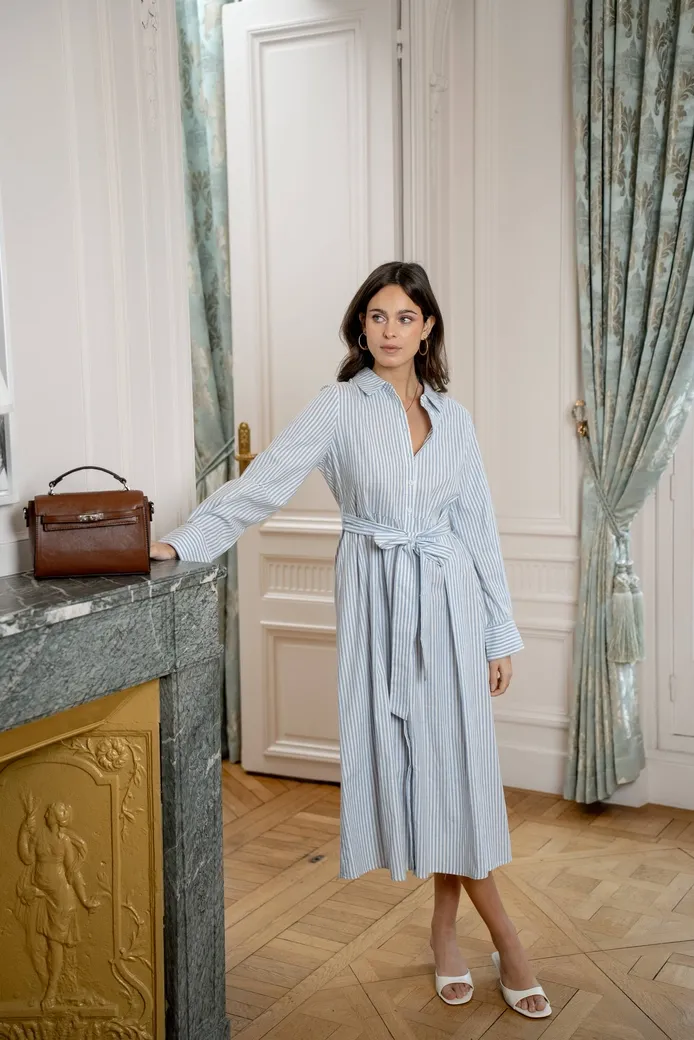 Striped Midi Shirt Dress