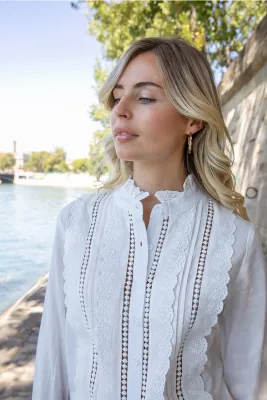 Floral Embroidered Cotton Blouse