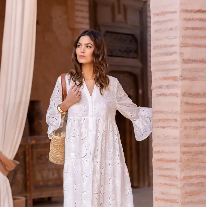 BRODERIE ANGLAISE COTTON DRESS