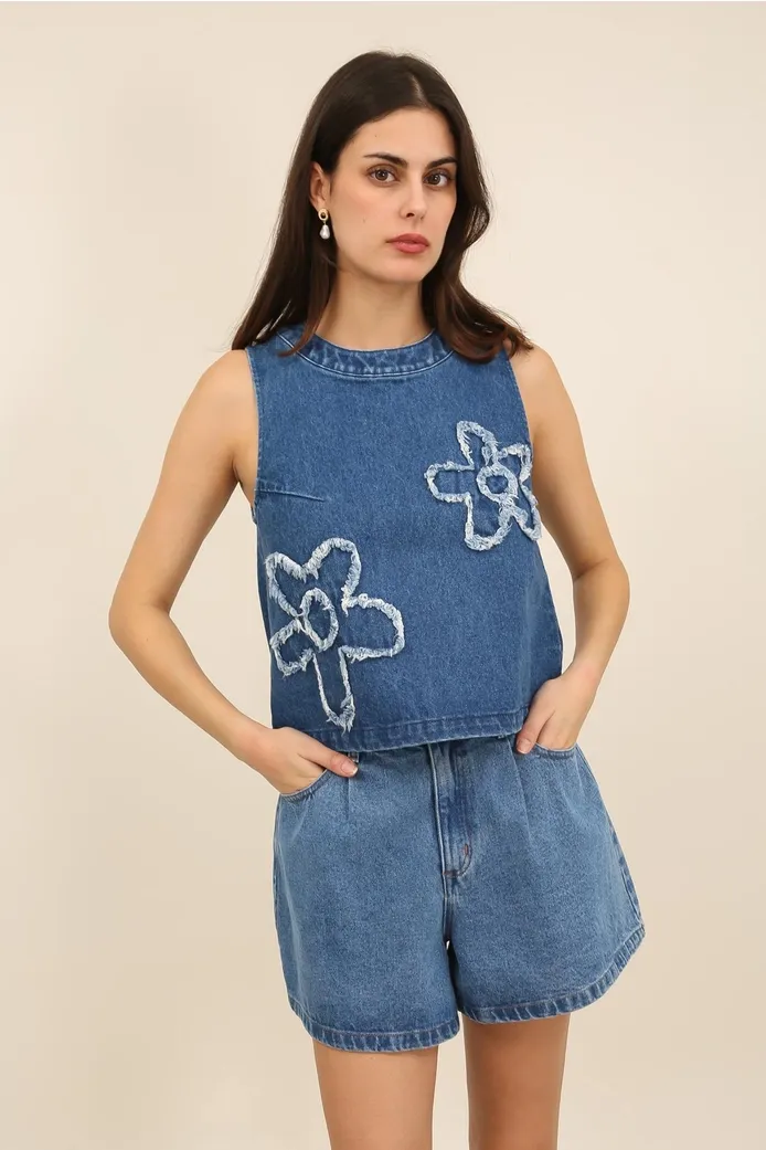 Floral Denim Top