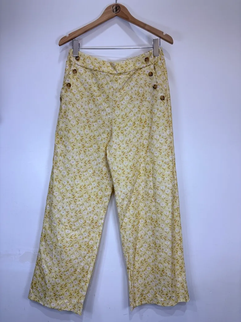 Floral Sailor Pants, Color: YELLOW, Size: STANDARD 36-42