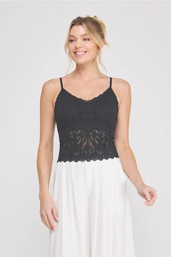 Floral Laced Bralette-Black