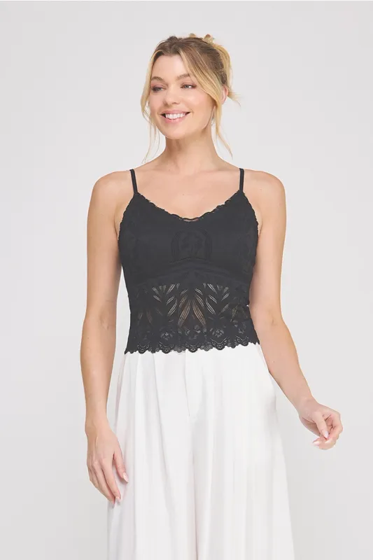 Floral Laced Bralette-Black