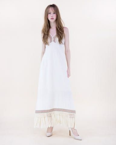Diosa Linen Tassel Dress