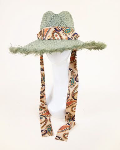 Raffia Hat with Paisley Band