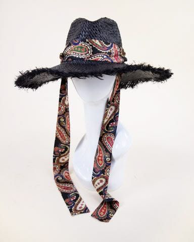Raffia Hat with Paisley Band