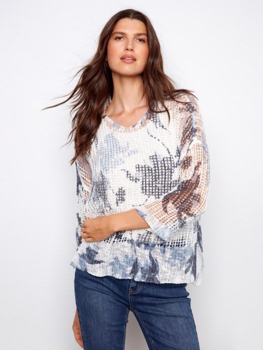 Fishnet V-Neck Sweater