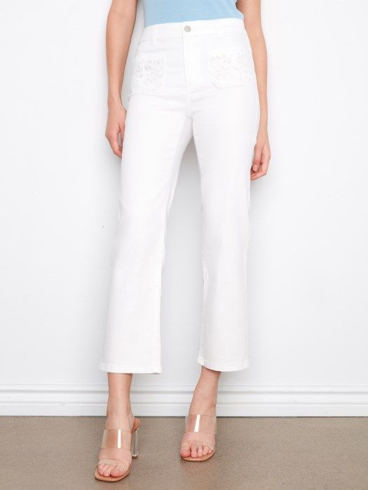 Eyelet Denim Pants