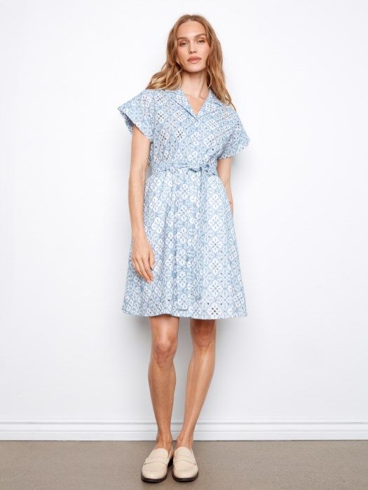 Collar Dress with Self Ties
