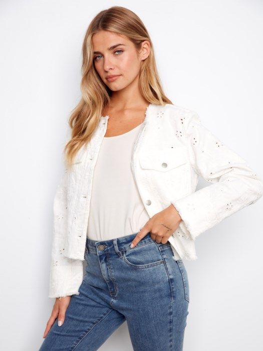 Charlie B Eyelet Denim Jacket-C6404/615A