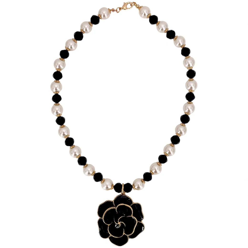 Coastal Camellia Flower Pearl Necklace