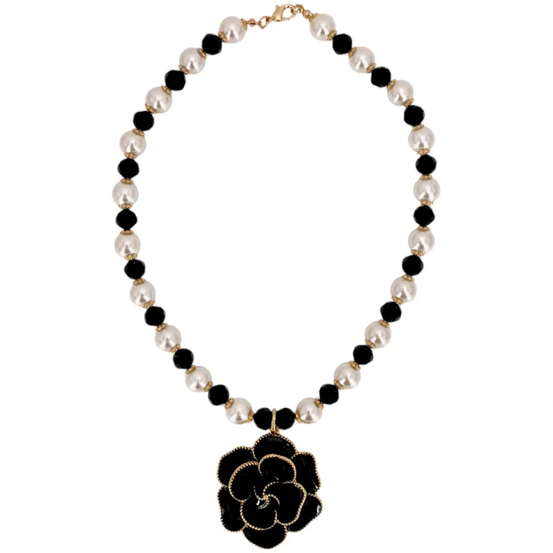 Coastal Camellia Flower Pearl Necklace