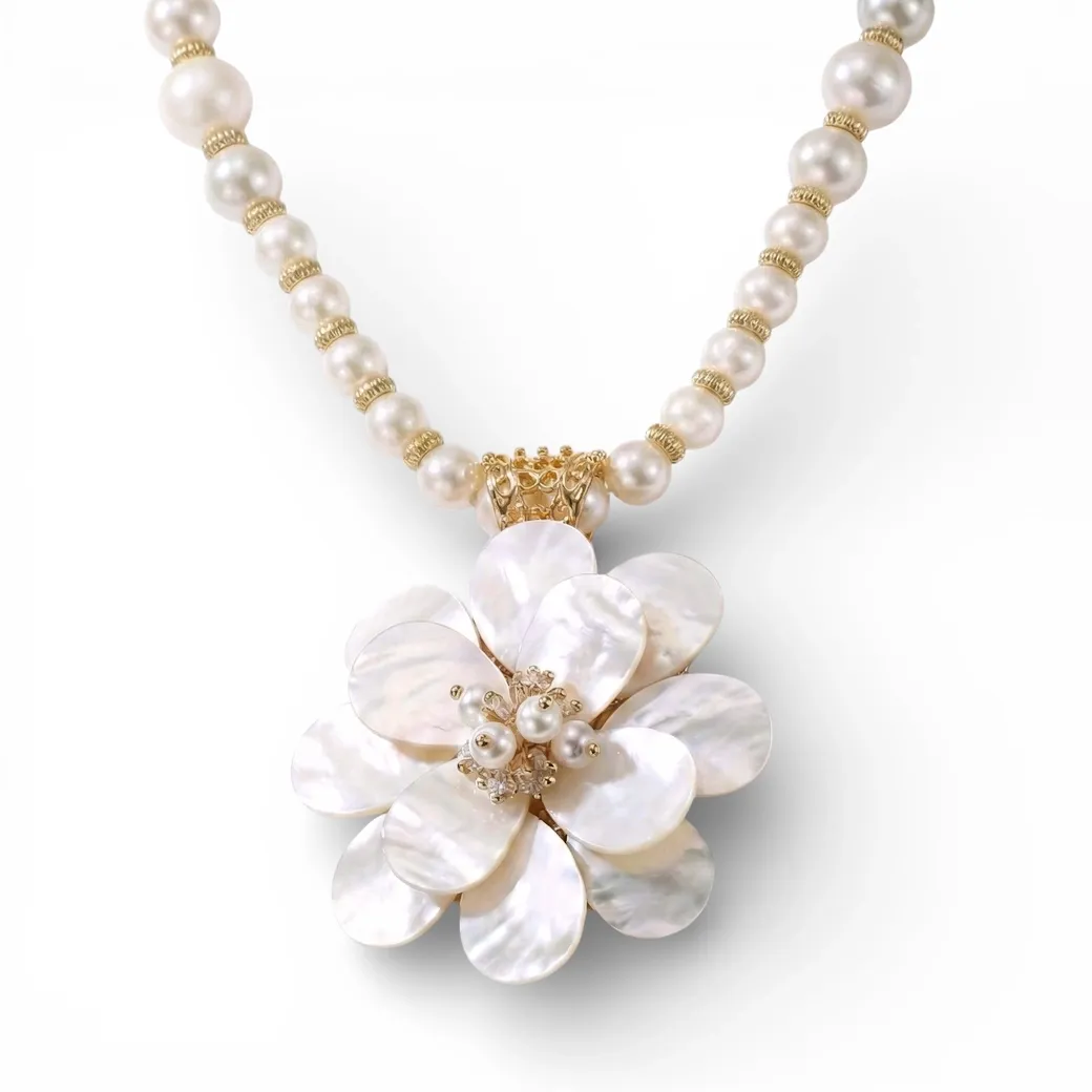 Mother of Pearl Flower Necklace