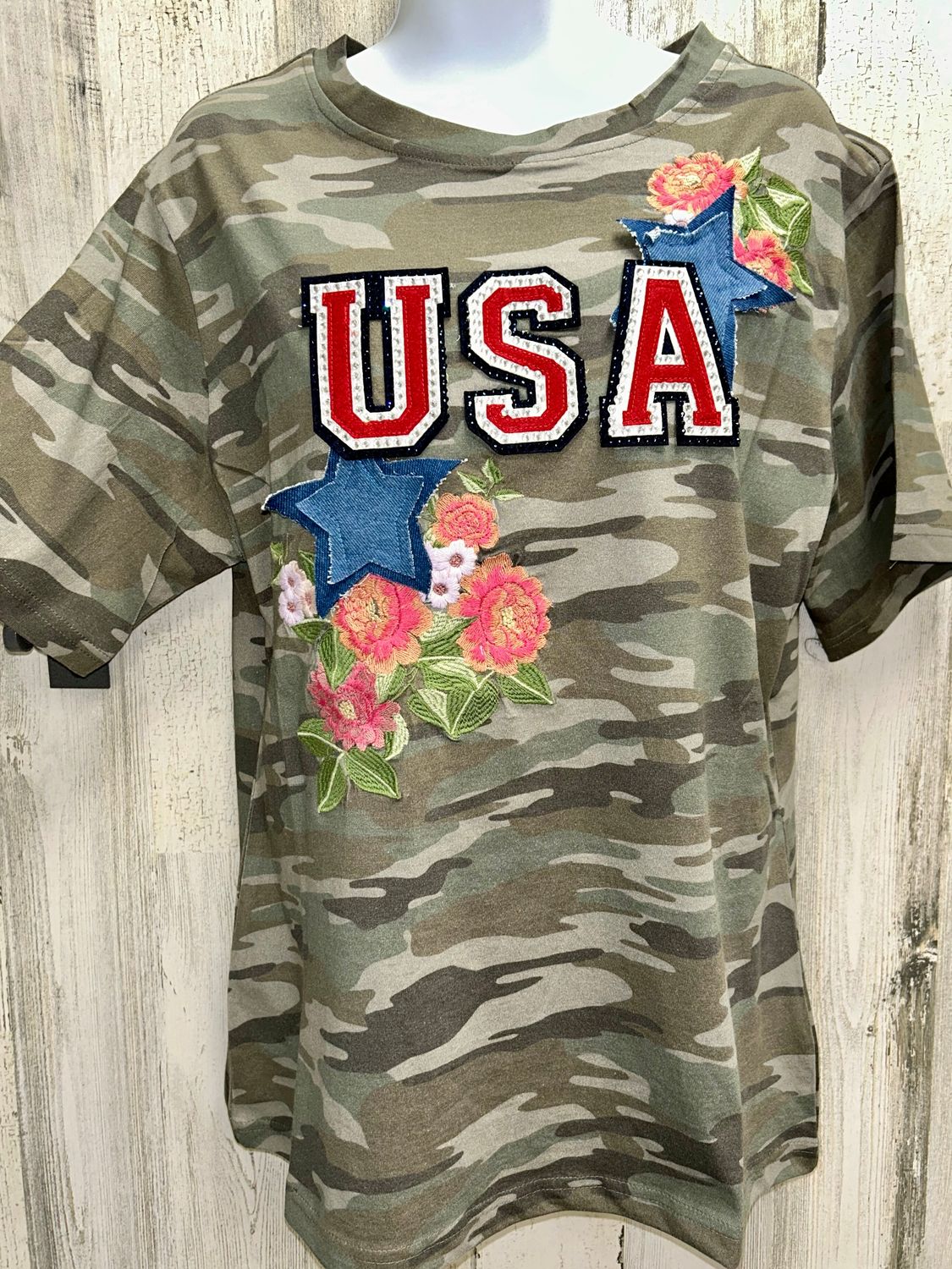USA Camo Embellished Tee