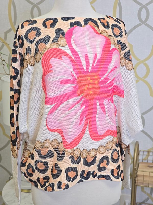 Leopard Hibiscus Sweater