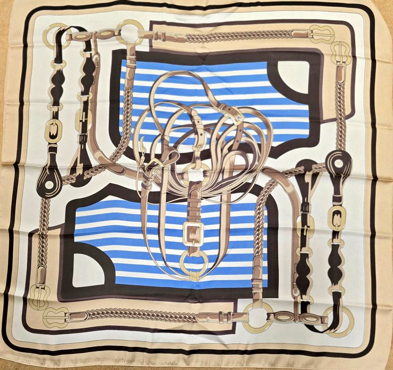 Equestrian Square Scarf-Beige