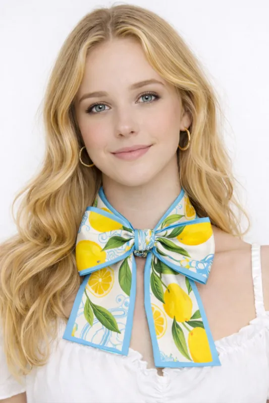 Lemon Reversible Narrow Scarf-Blue