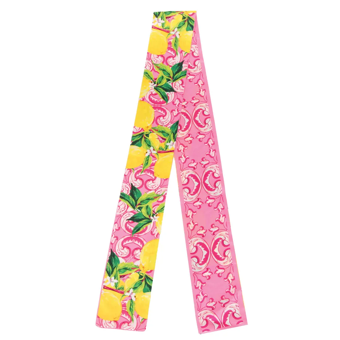 Lemon Reversible Narrow Scarf-Pink