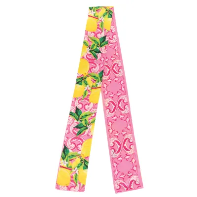 Lemon Reversible Narrow Scarf-Pink