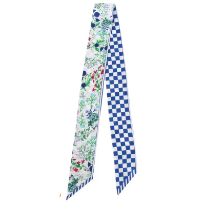 Floral Skinny Scarf-Blue