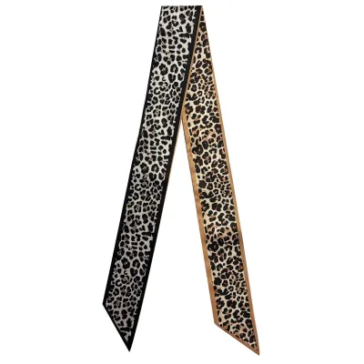 Leopard Skinny Scarf-Black