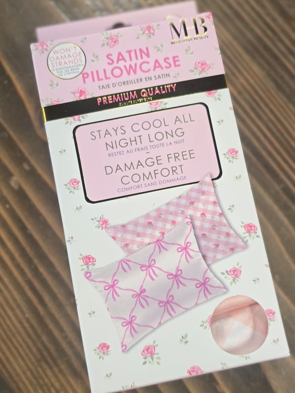 2 PIECE PINK SATIN PILLOWCASE