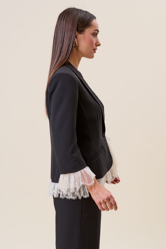 Layered Look Lace Trim Blazer