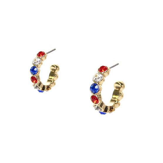 Patriotic Crystal Hoop Earrings