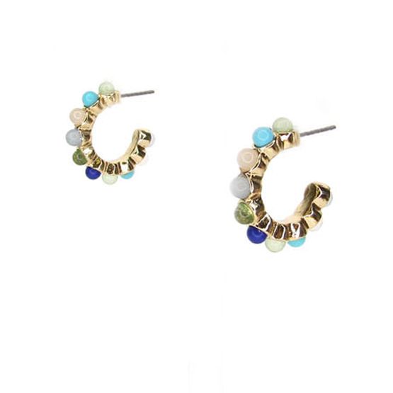 Blue Stone Hoop Earrings