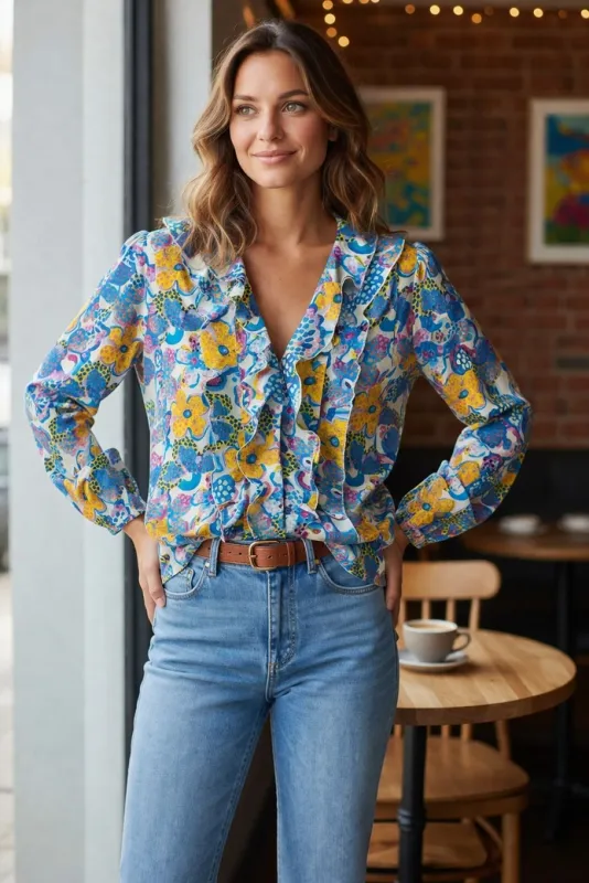 Bohemian-Style Ruffled Blouse
