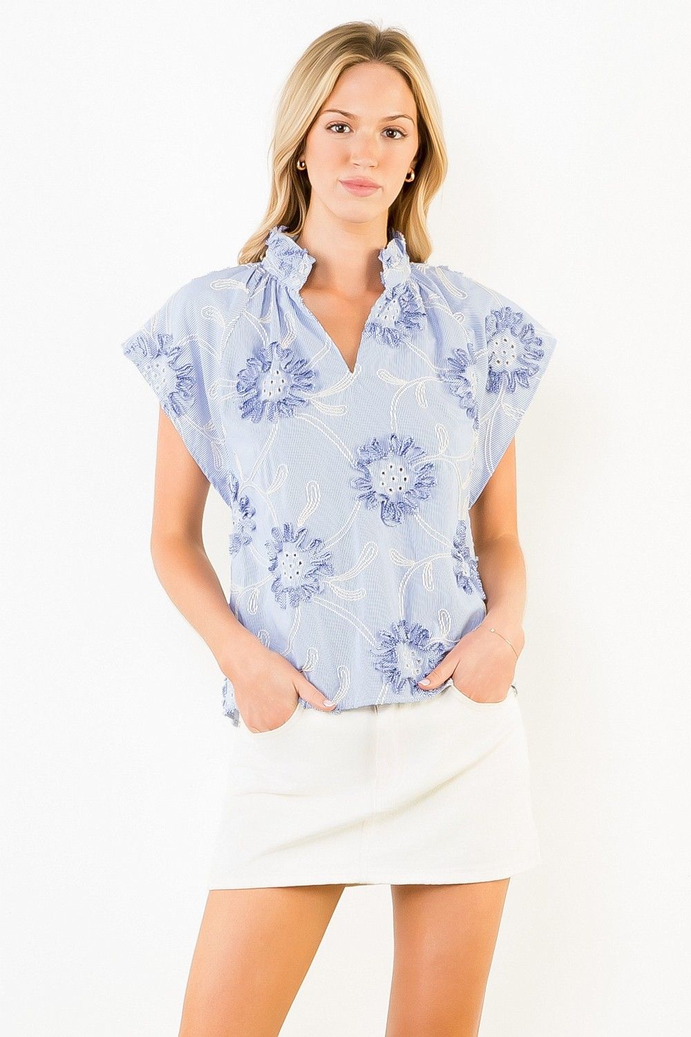 Stripe Top with Ribbon Detail