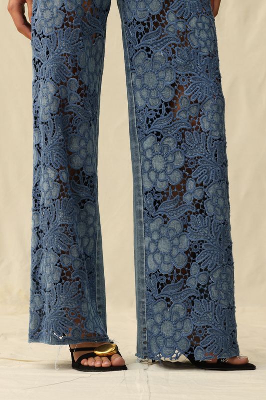 High Rise Wide Leg-Medium Blue