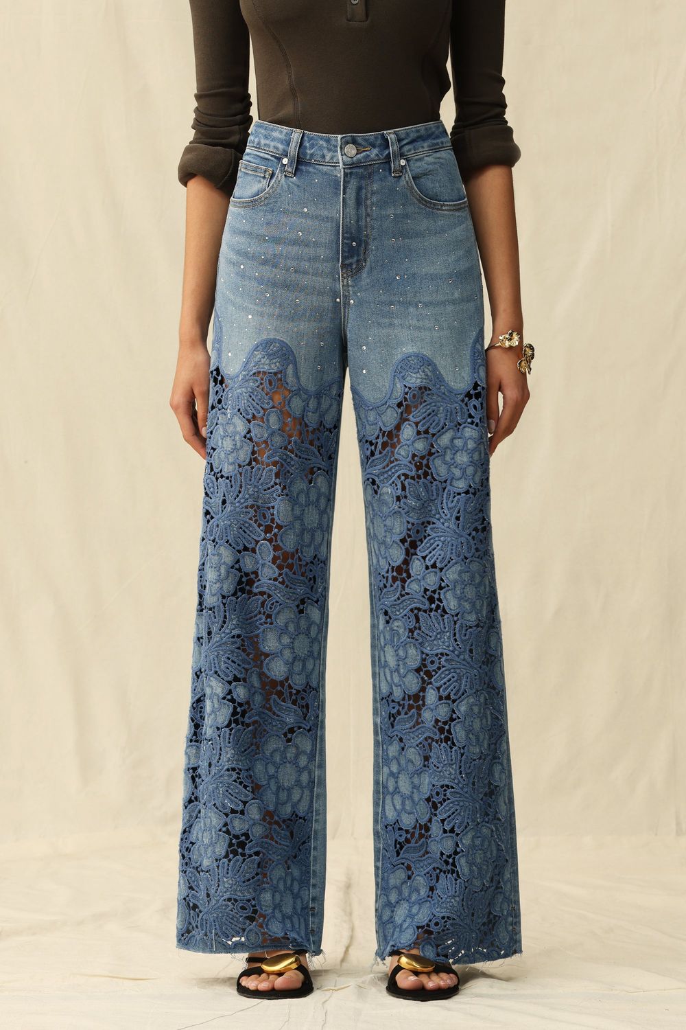 High Rise Wide Leg-Medium Blue