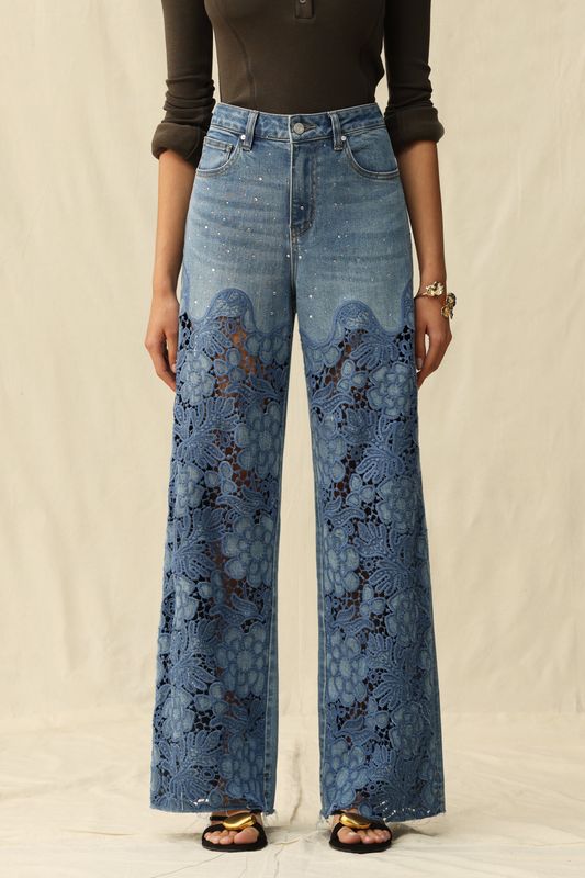 High Rise Wide Leg-Medium Blue
