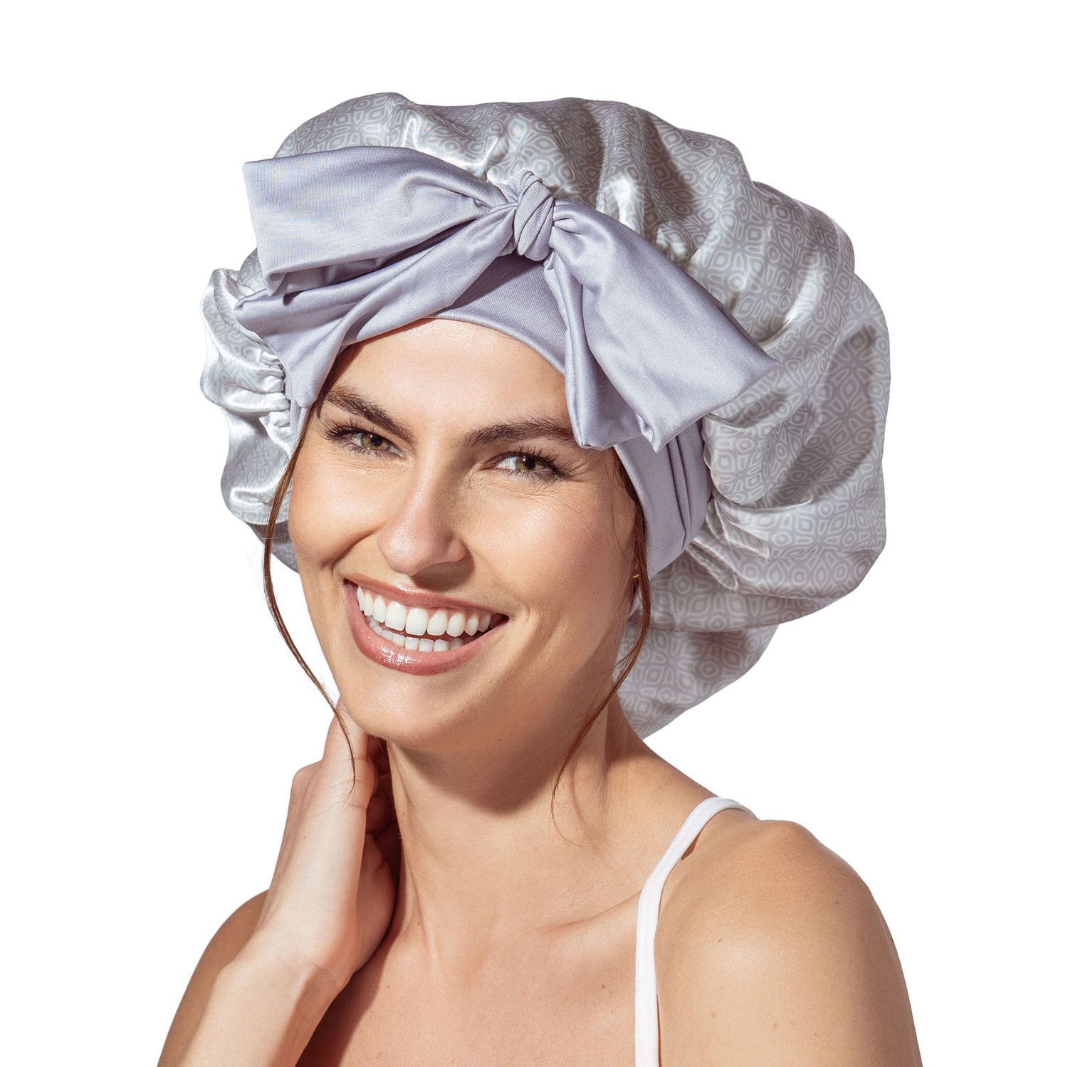 Snooze Control Satin Sleep Bonnet, Color: Lt Grey