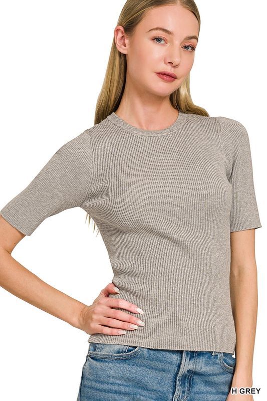 Ribbed Round Neck Sweater