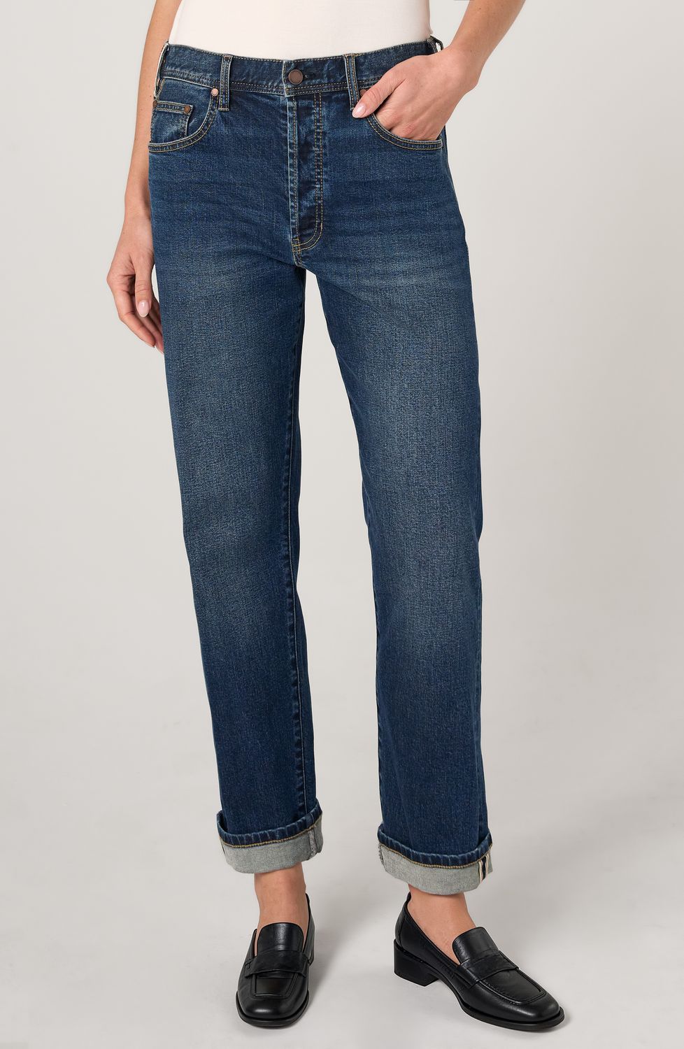 Sloane Slouchy Girlfriend Cuffed- 27" cuffed/28 3/4" ins
