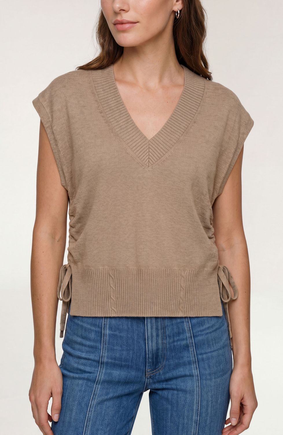 V-Neck Dolman Popover Sweater w/Ties