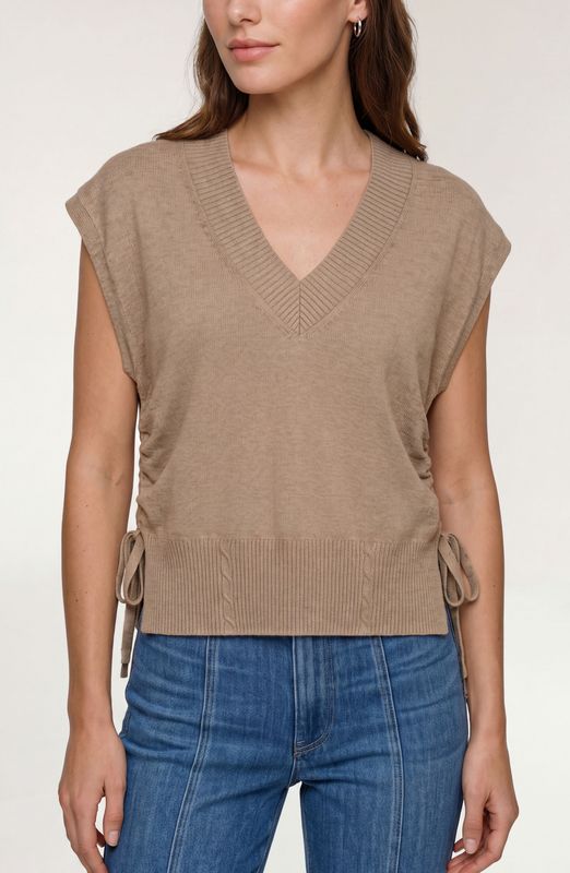V-Neck Dolman Popover Sweater w/Ties