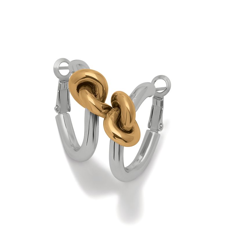 Interlok Single Knot 2Tone Hoop Earring