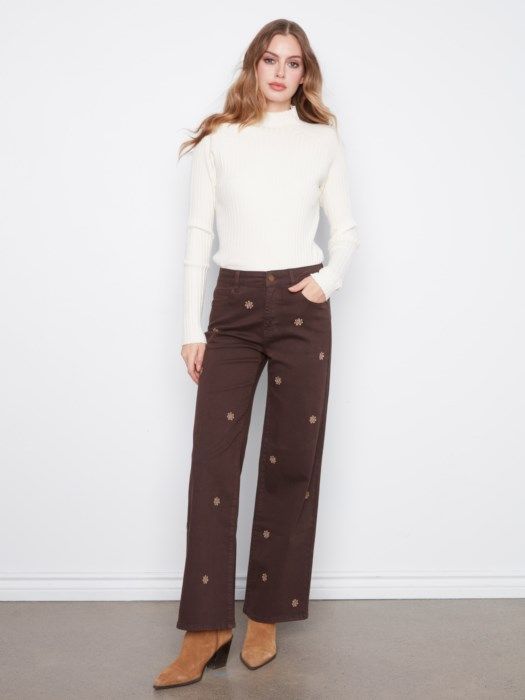 Embroidery Front Pants
